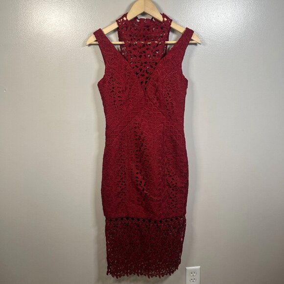 Keepsake Uplifted Midi Dress Size XS Burnt Red Lace Formal Event Wedding Guest - Picture 2 of 13
